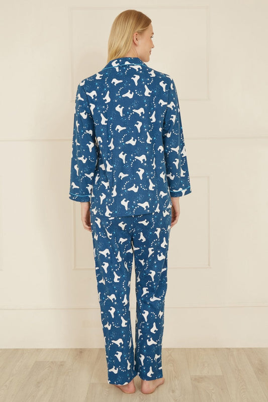 Yumi Navy Polar Bear Brushed Cotton Pyjamas Yumi