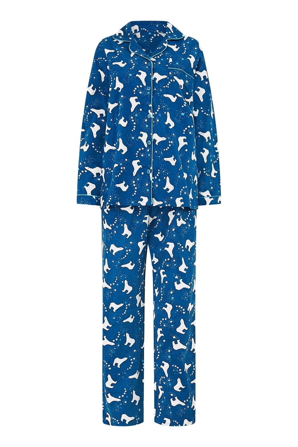 Yumi Navy Polar Bear Brushed Cotton Pyjamas Yumi