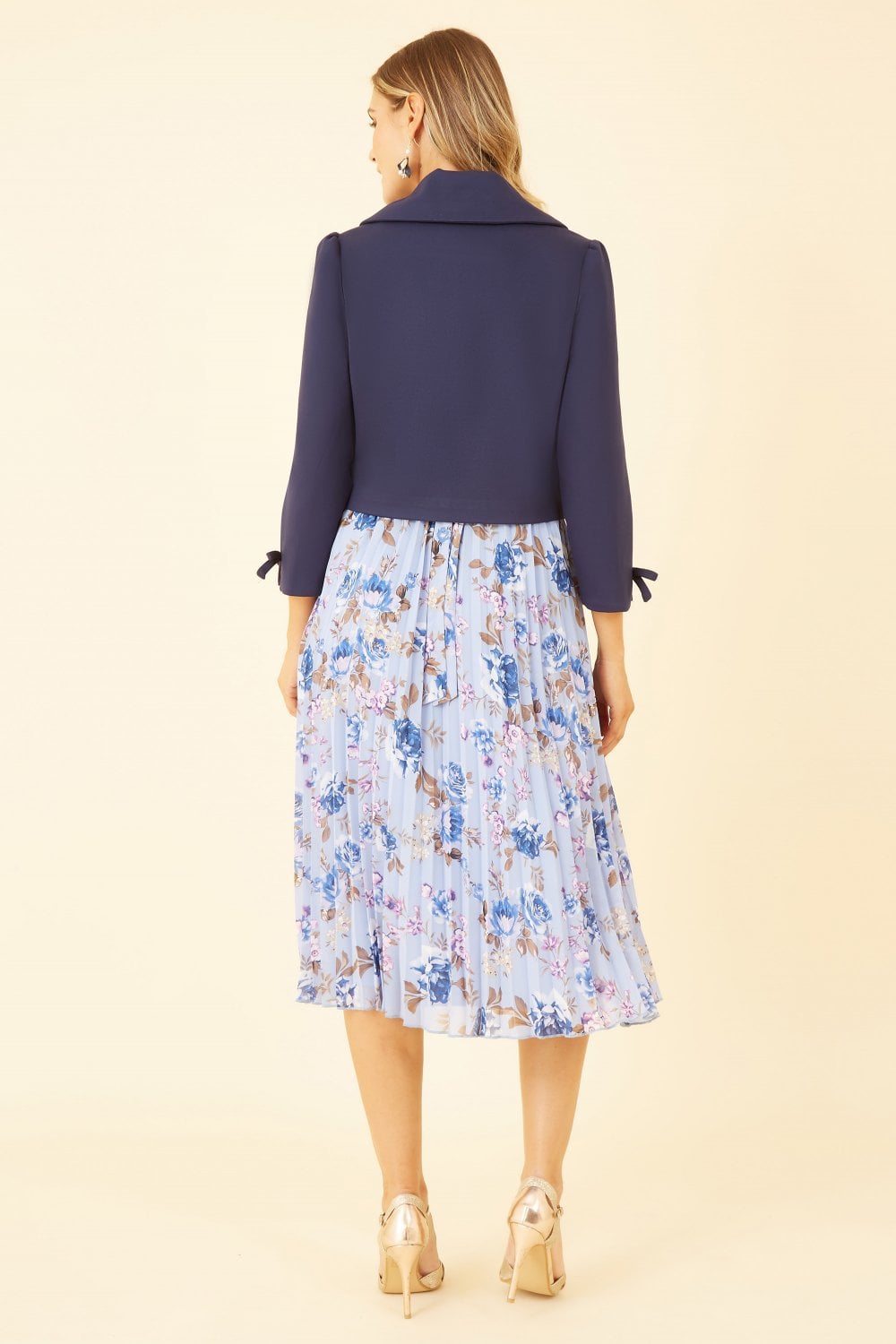 Yumi Navy Ponte Cropped Retro Jacket The Bow Cuff Yumi