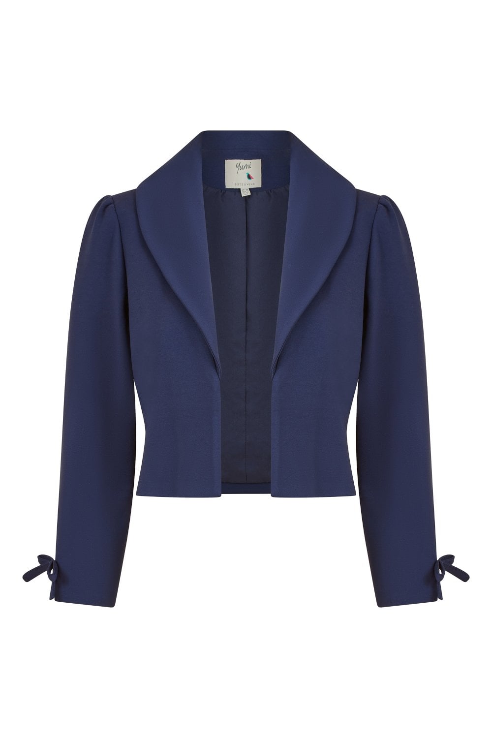 Yumi Navy Ponte Cropped Retro Jacket The Bow Cuff Yumi