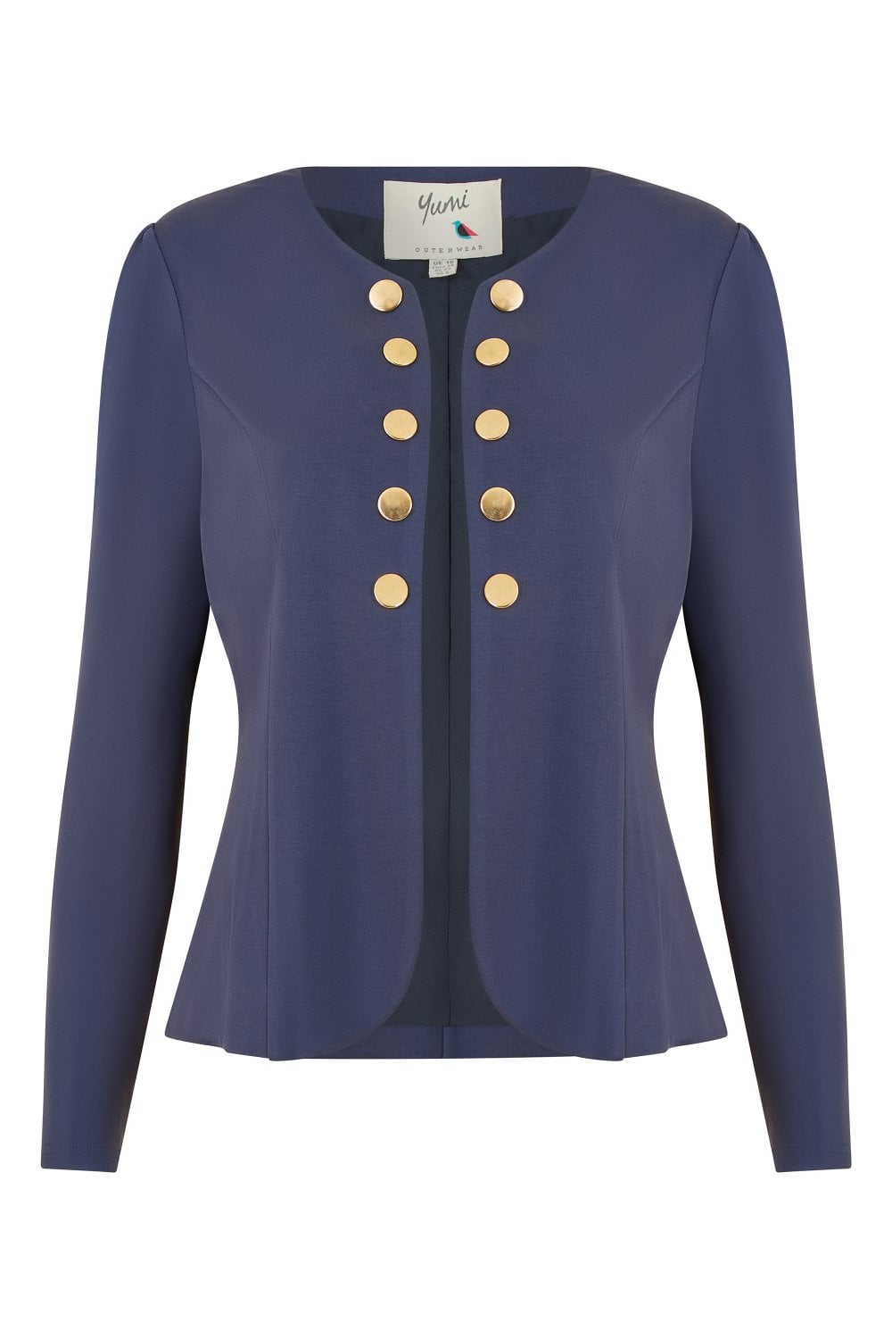 Yumi Navy Ponte Jacket With Military Buttons Yumi