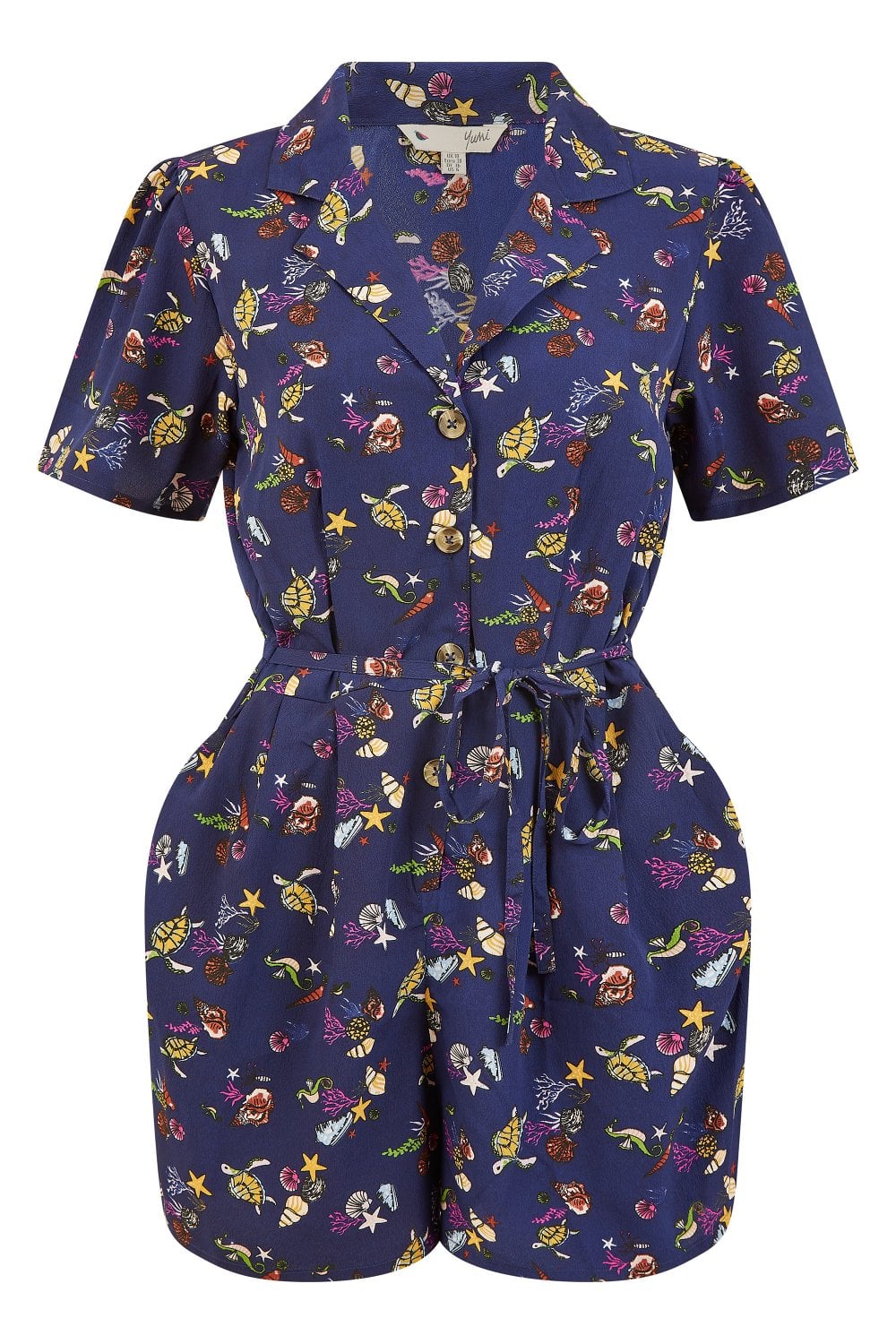 Yumi Navy Recycled Sealife Playsuit Yumi