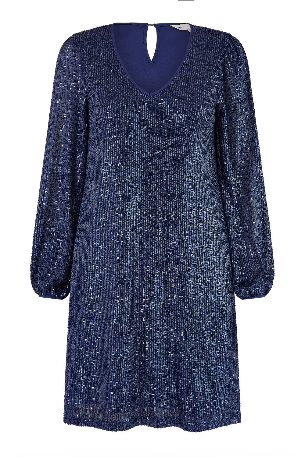 Yumi Navy Sequin Tunic With Balloon Sleeves Yumi