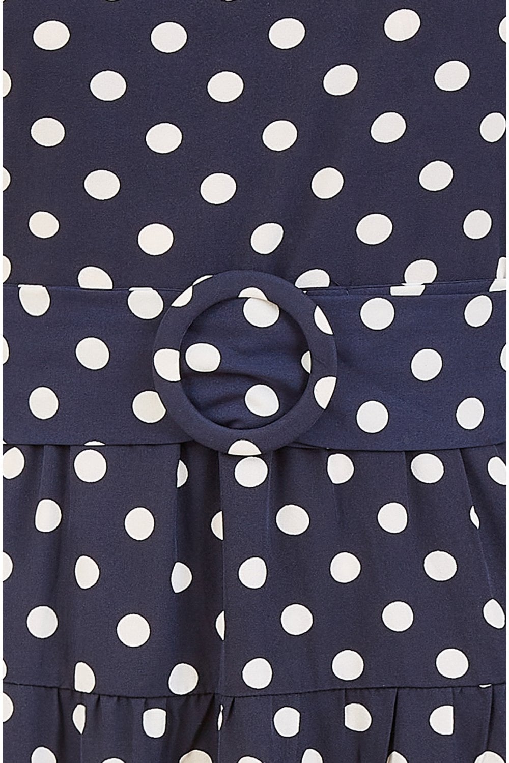 Yumi Navy Spot Print Halter Midi Dress With Matching Belt Yumi