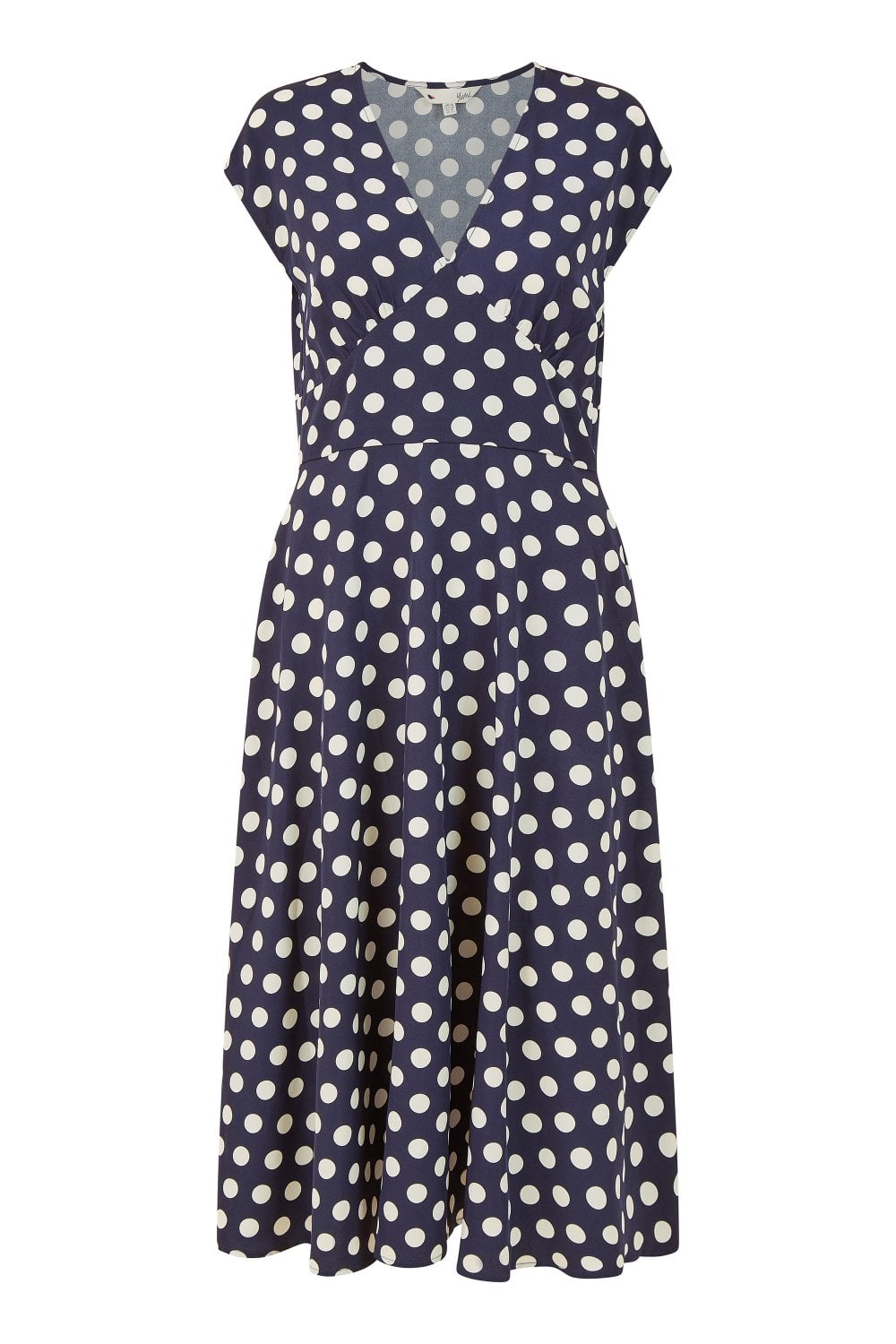 Yumi Navy Spot Print Kimono Sleeve Midi Dress Yumi