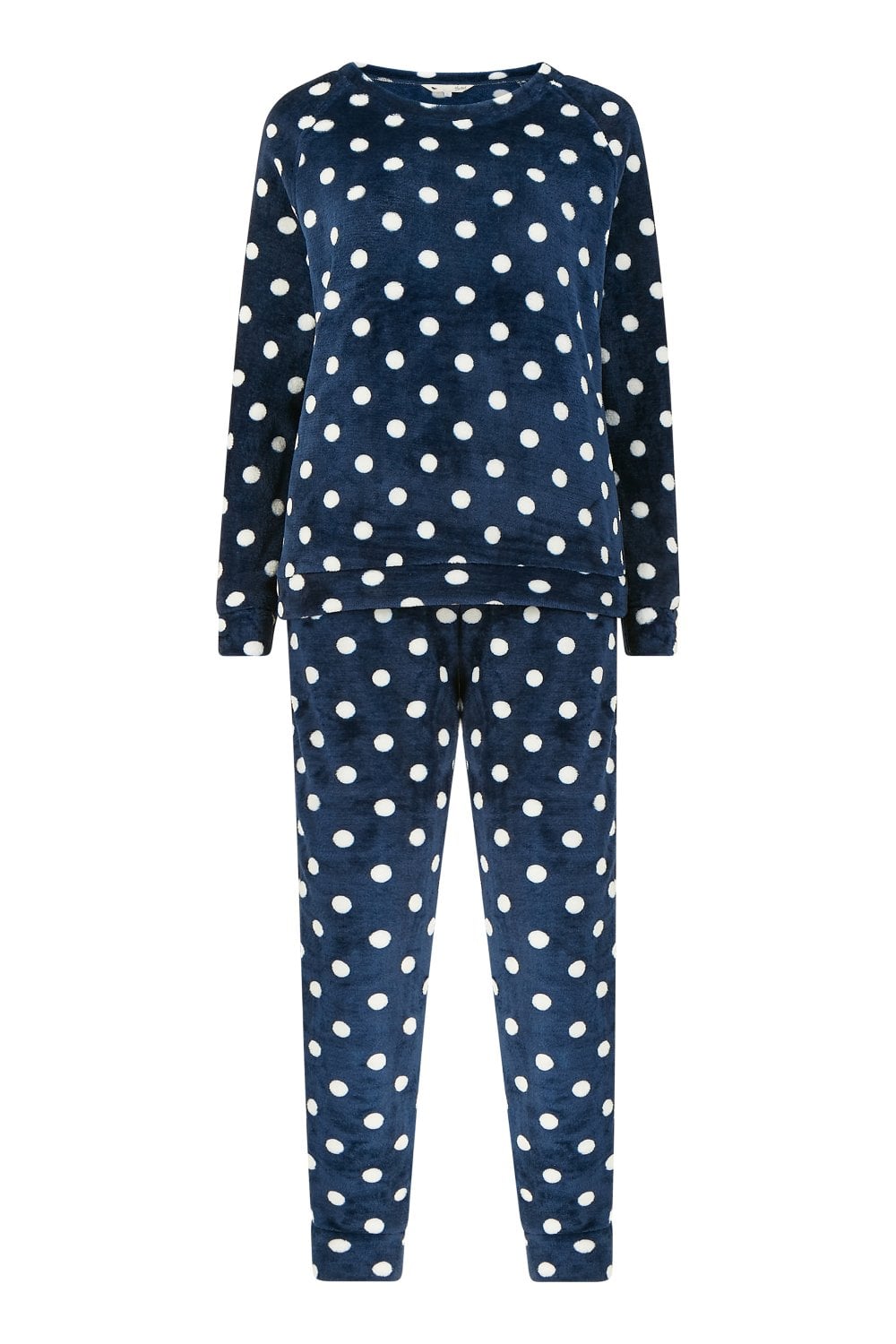 Yumi Navy Spot Super Soft Fleece Pyjamas Yumi