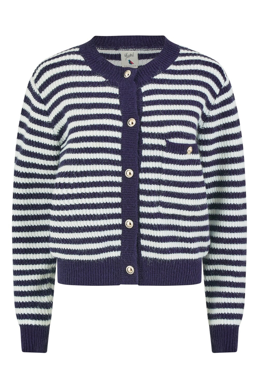 Yumi Navy Stripe Knit Relaxed Fit Cardigan KNIT Cardi Yumi