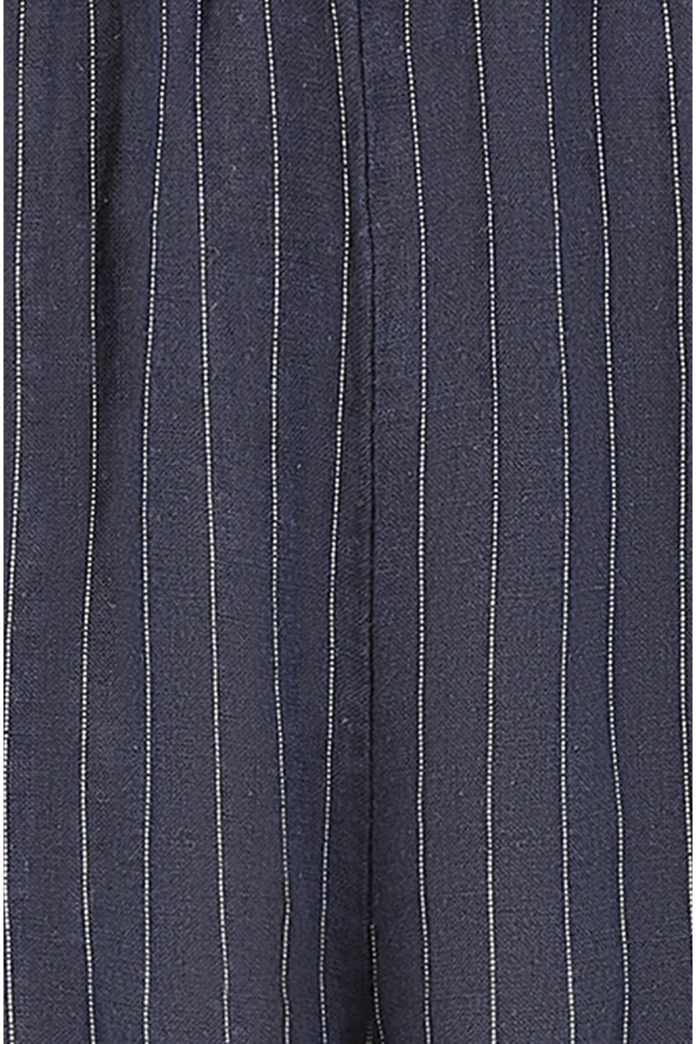 Yumi Navy Striped Italian Linen Wide Leg Trousers With Belt Yumi