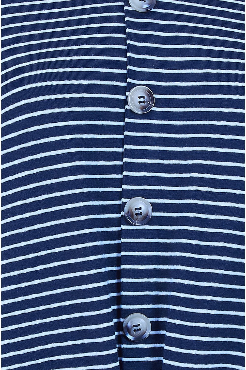 Yumi Navy Striped Jersey Button Detail Top Yumi