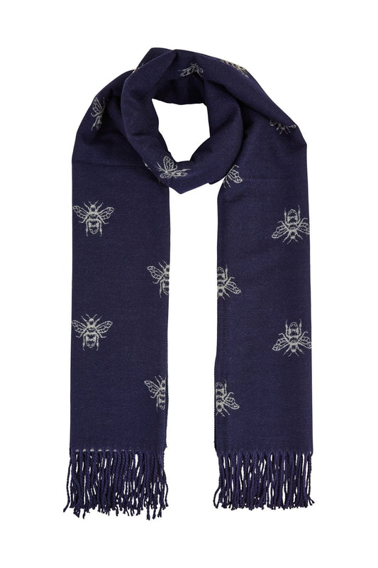 Yumi Navy Two Tone Bee Scarf Yumi