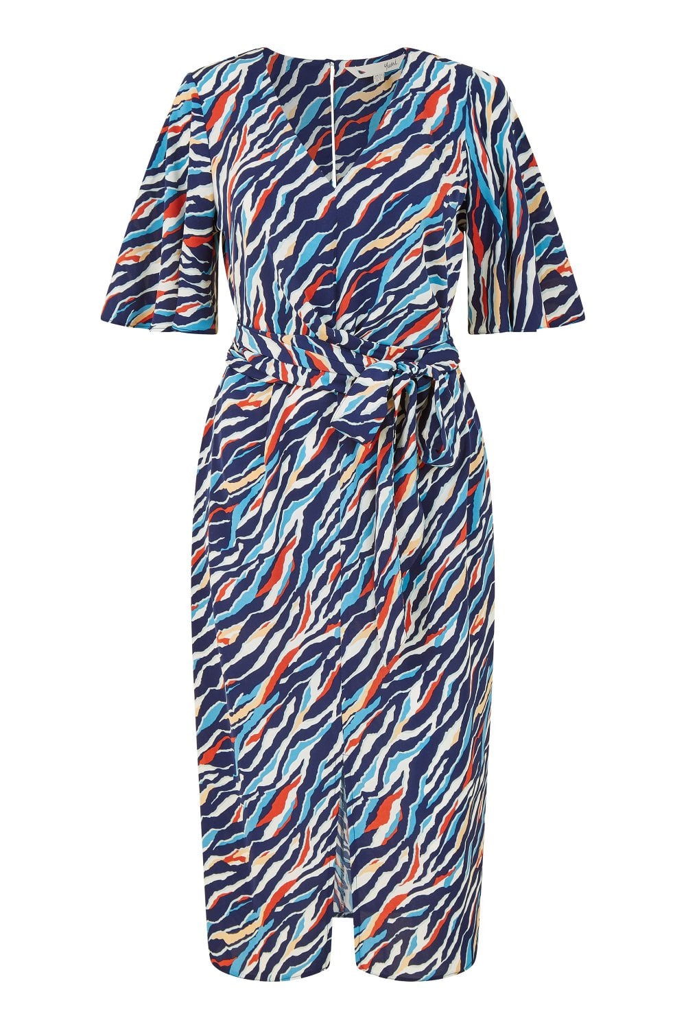 Yumi Navy Zebra Stripe Kimono Sleeve Midi Dress Yumi