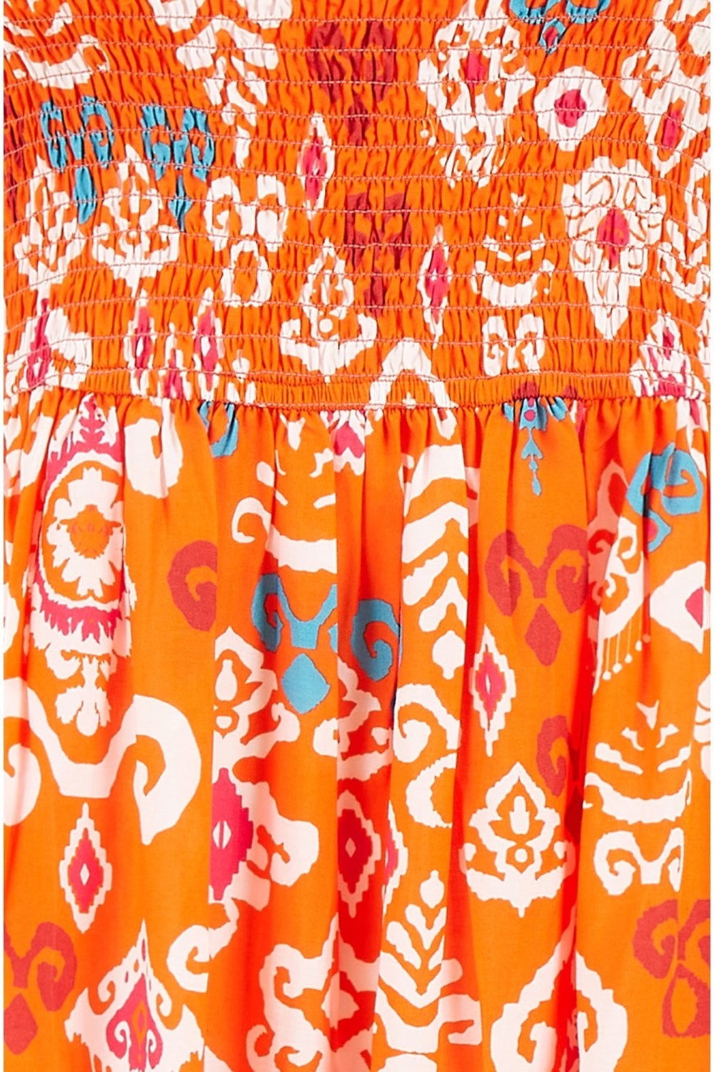 Yumi Orange Ikat Print Midi Sun Dress Yumi