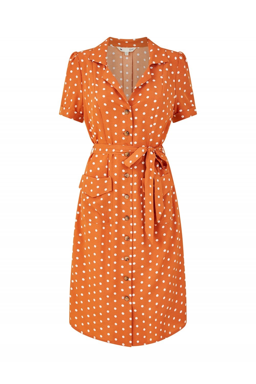 Yumi Orange Spot Retro Shirt Dress Yumi