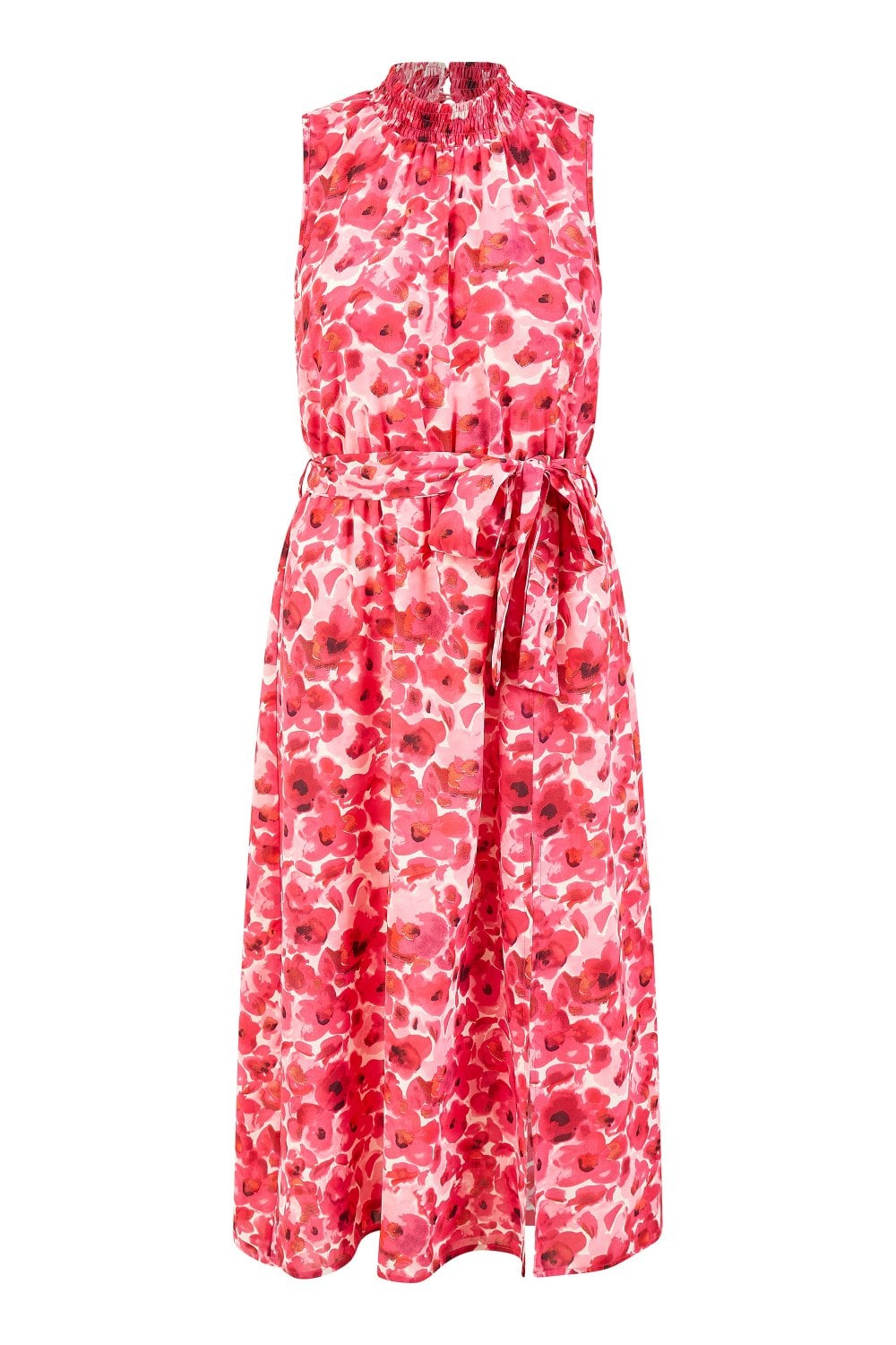 Yumi Pink Blossom Print Halter Neck Midi Dress With Split Hem Yumi