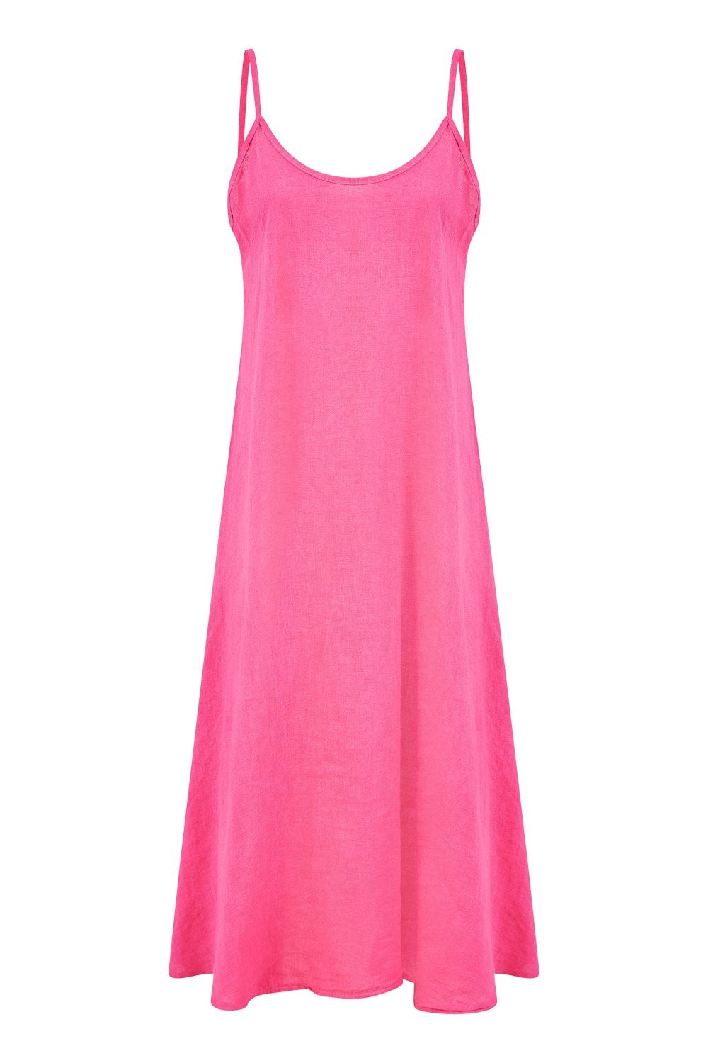 Yumi Pink Italian Linen Relaxed Fit Midi Sundress Yumi