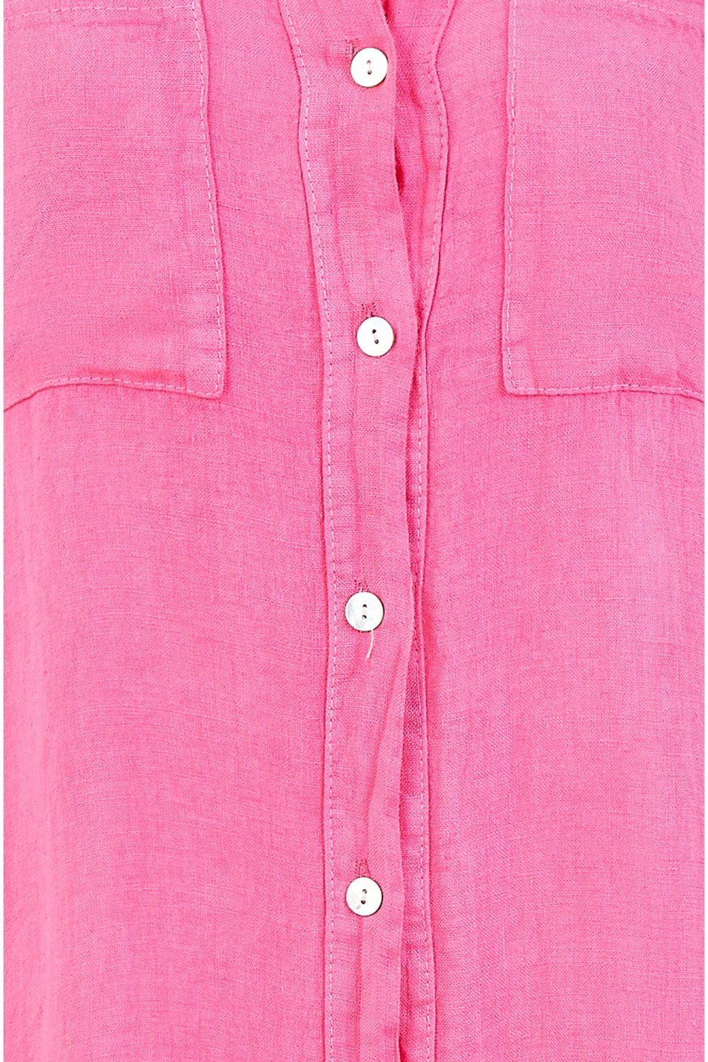 Yumi Pink Italian Linen Shirt Dress With Frill Hem Yumi