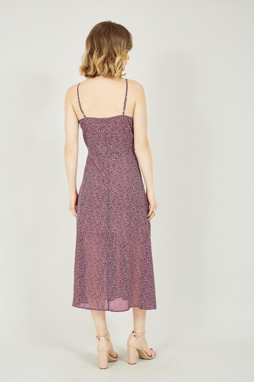 Yumi Pink Leopard Print Midi Sundress Yumi