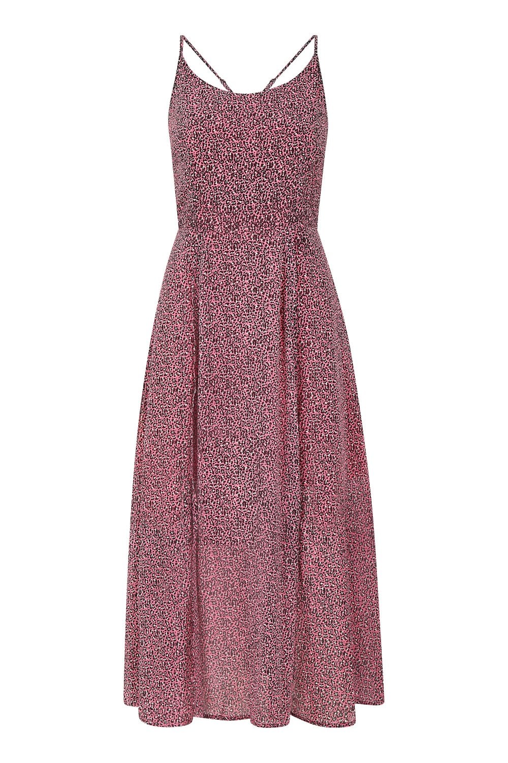 Yumi Pink Leopard Print Midi Sundress Yumi