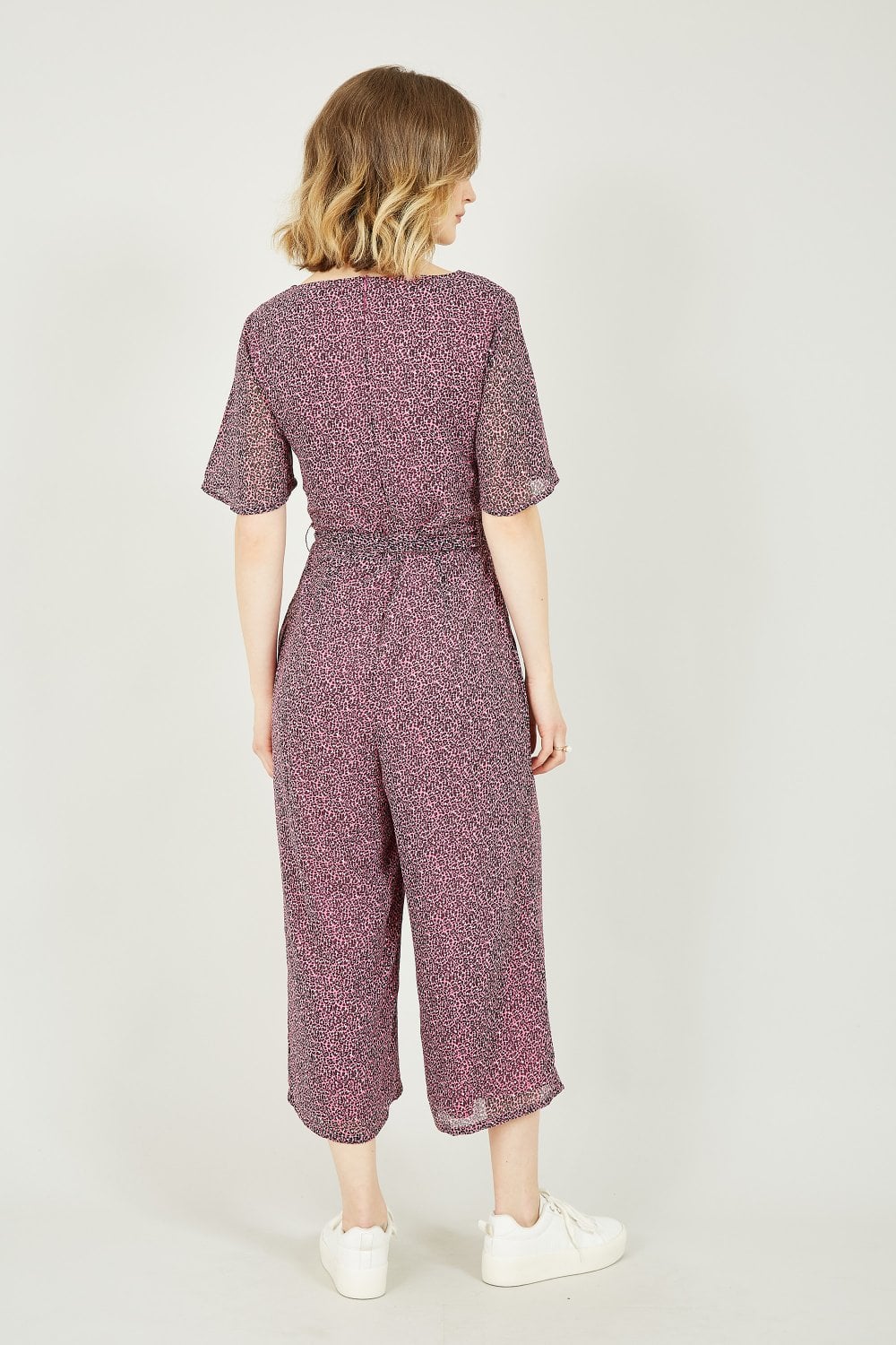 Yumi Pink Mini Leopard Print Jumpsuit Yumi