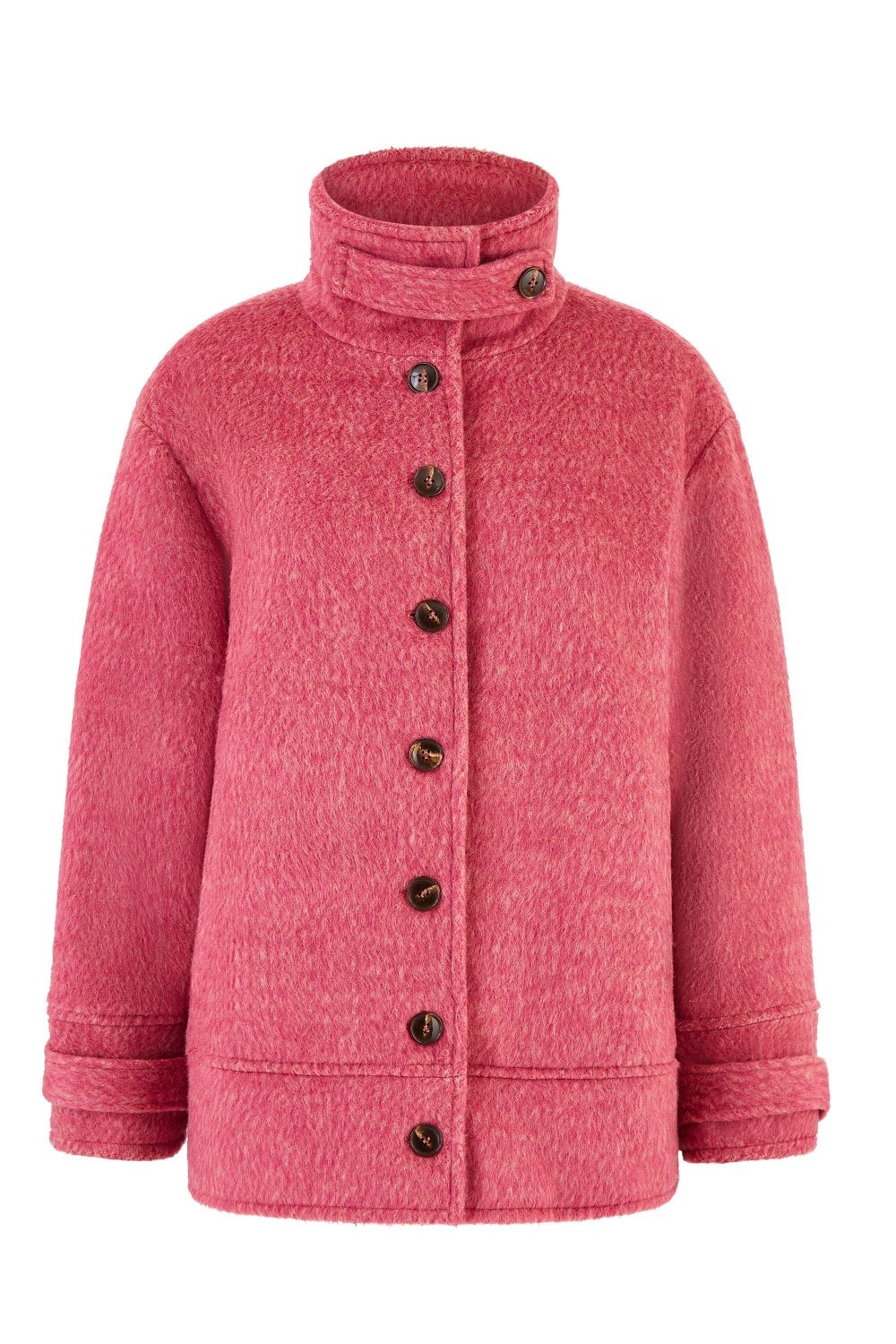 Yumi Pink Oversize Fit Button Up Jacket With High Collar Yumi