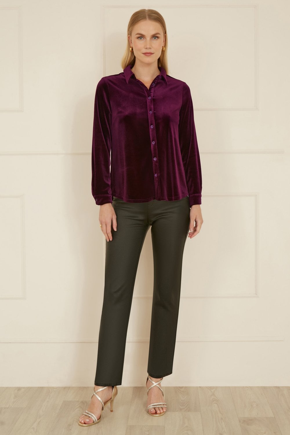 Yumi Plum Velvet Relaxed Fit Shirt Yumi