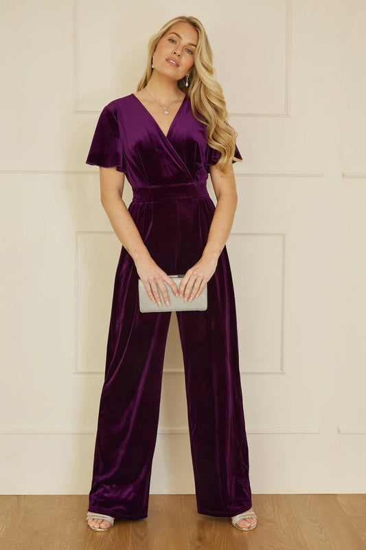 Yumi Purple Jumpsuit With Angel Sleeves Yumi