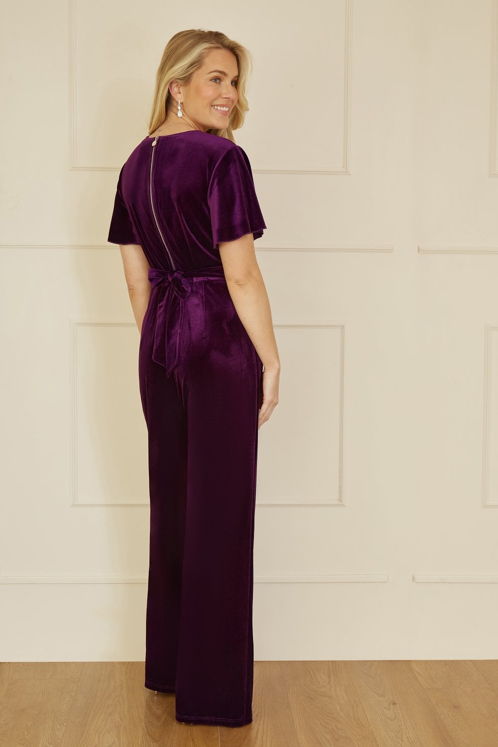 Yumi Purple Jumpsuit With Angel Sleeves Yumi