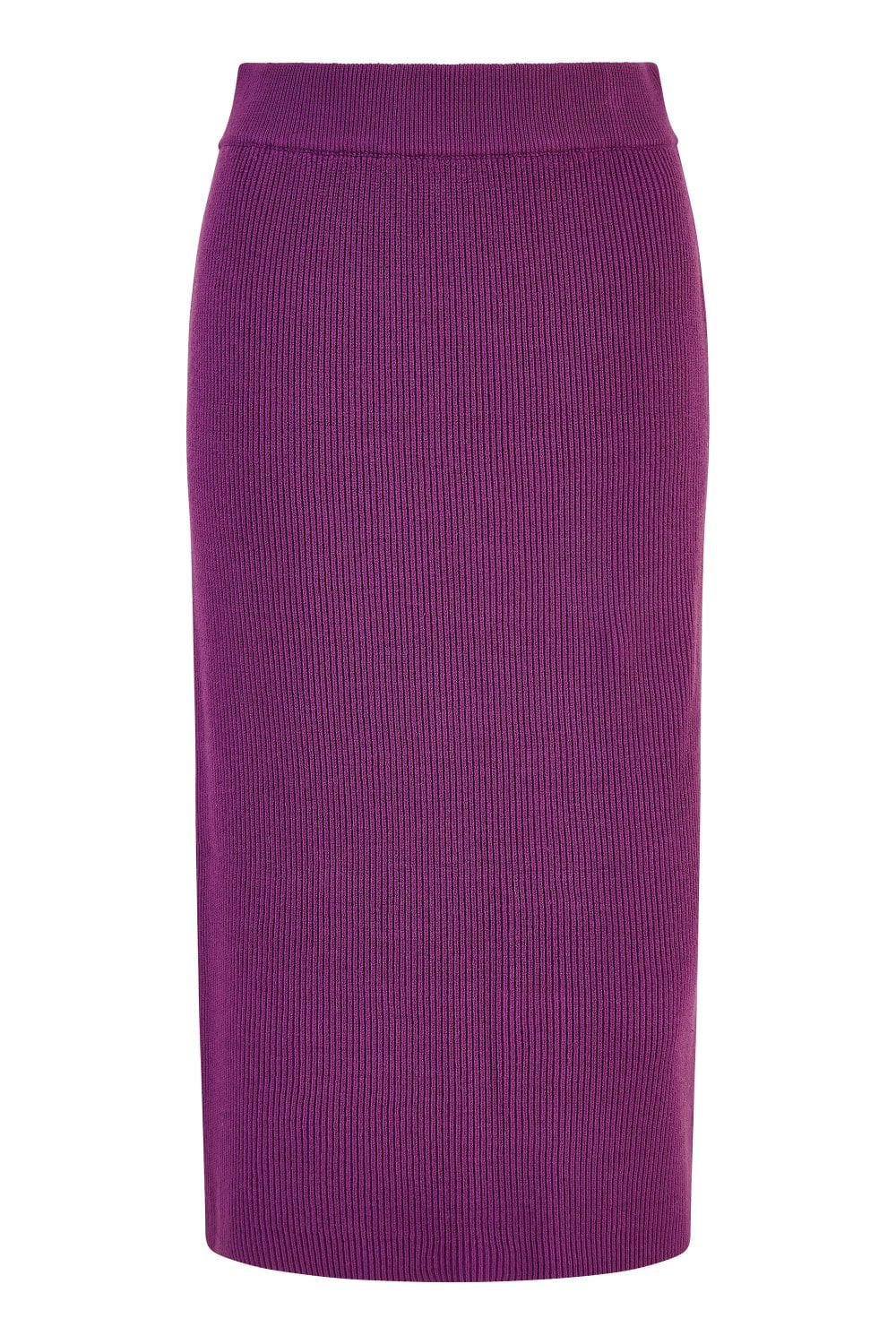 Yumi Purple Rib Knitted Midi Column Skirt Yumi