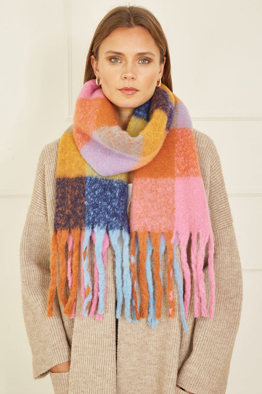 Yumi Rainbow Check Soft Scarf Yumi