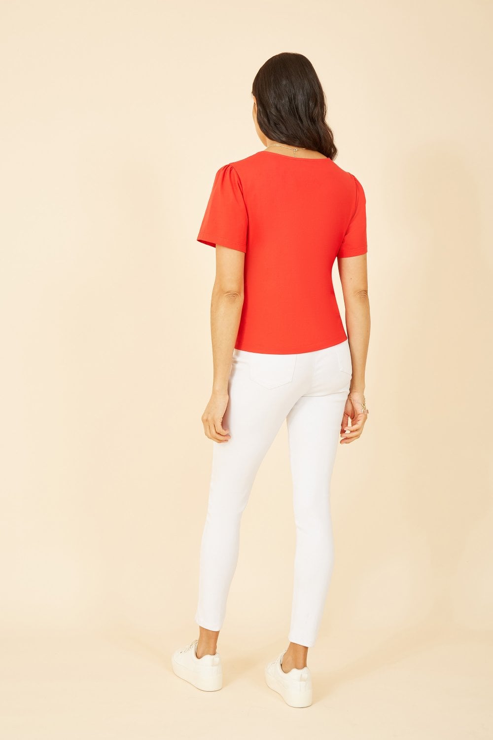 Yumi Red Button Tie Jersey T-Shirt Yumi