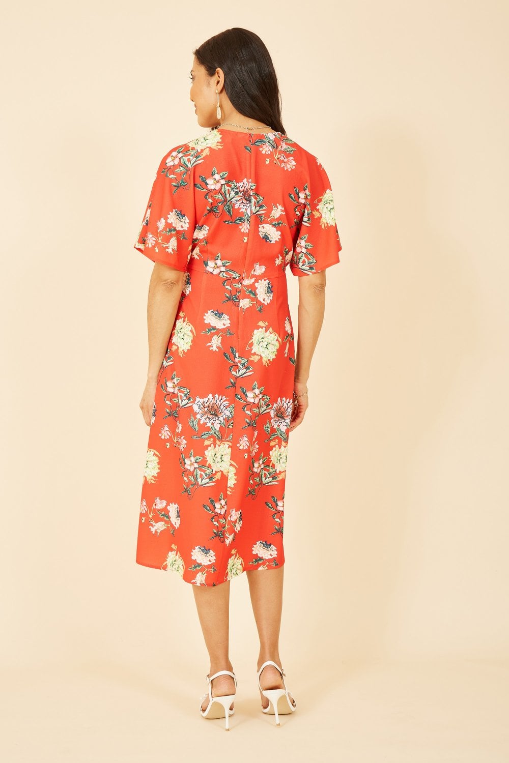 Yumi Red Floral Kimono Midi Dress Yumi