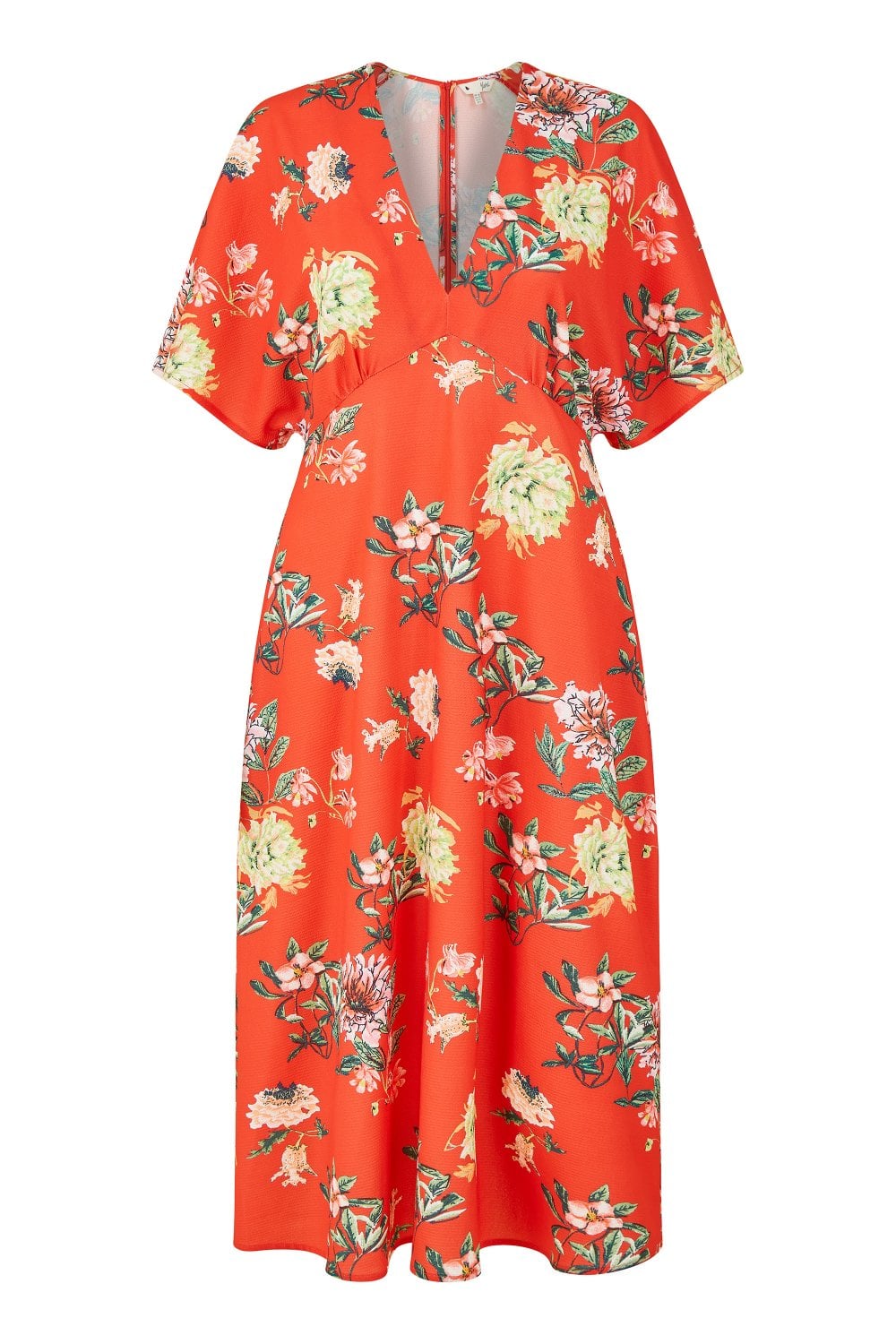 Yumi Red Floral Kimono Midi Dress Yumi