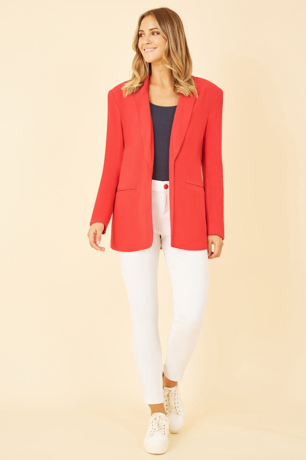 Yumi Red Linen Relaxed Blazer Yumi