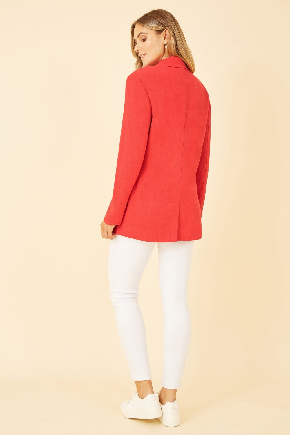 Yumi Red Linen Relaxed Blazer Yumi