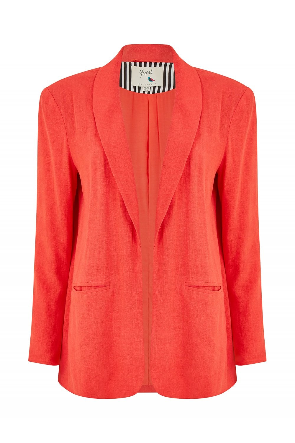 Yumi Red Linen Relaxed Blazer Yumi