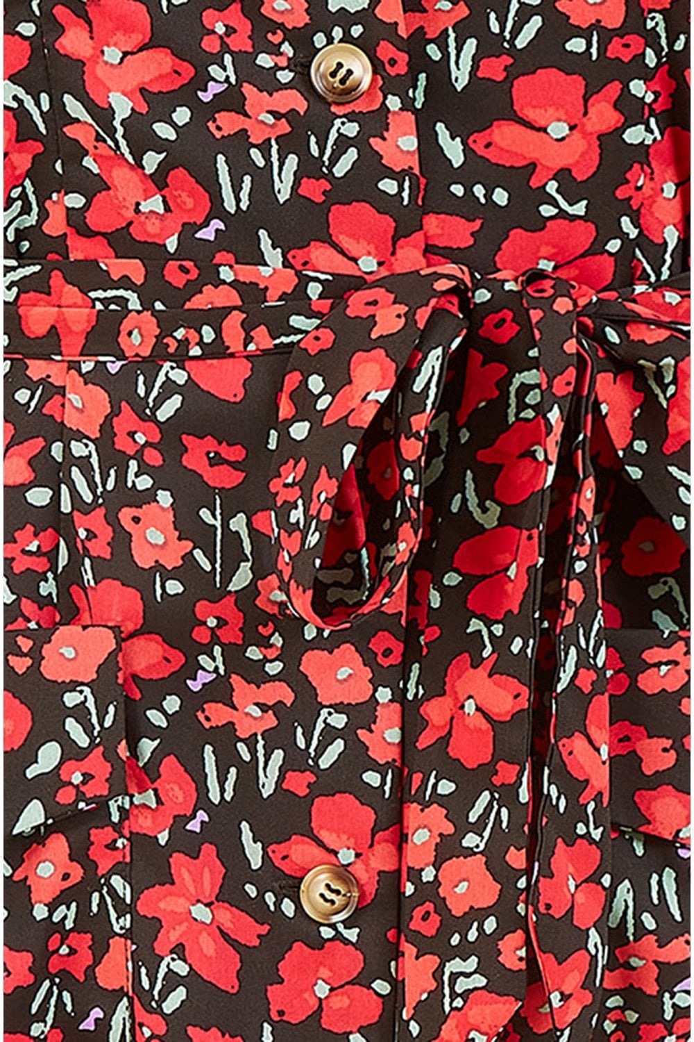 Yumi Red Poppy Print Retro Shirt Dress Yumi