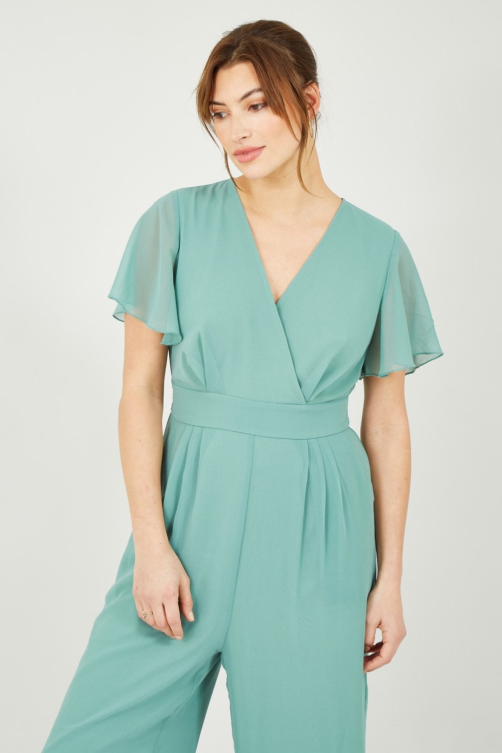 Yumi Sage Green Jumpsuit With Angel Sleeves Yumi