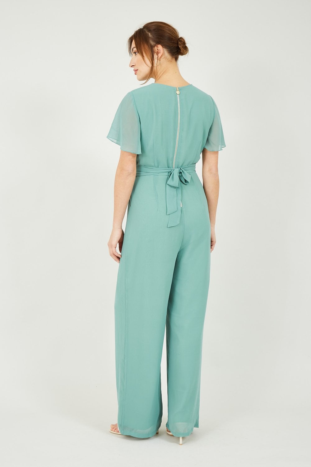 Yumi Sage Green Jumpsuit With Angel Sleeves Yumi