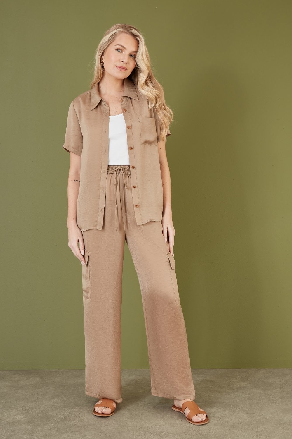 Yumi Stone Cargo Trousers Yumi