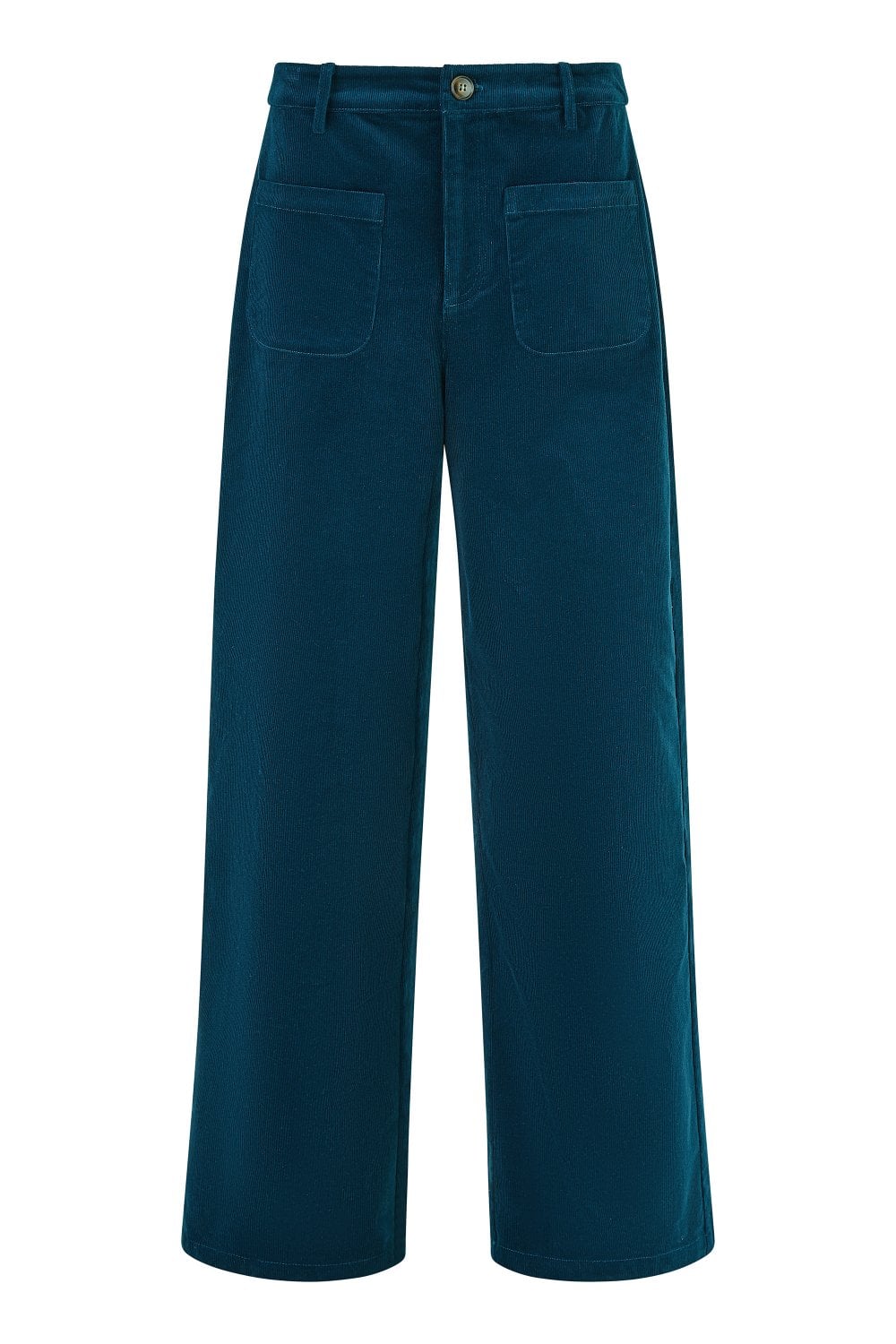 Yumi Teal Cord Trousers With Patch Pockets Yumi