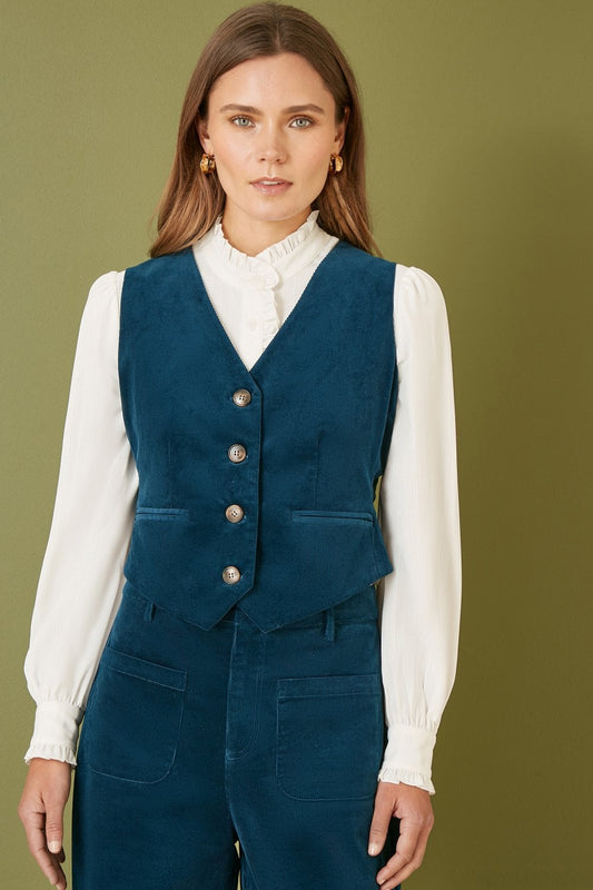 Yumi Teal Cord Waistcoat Yumi