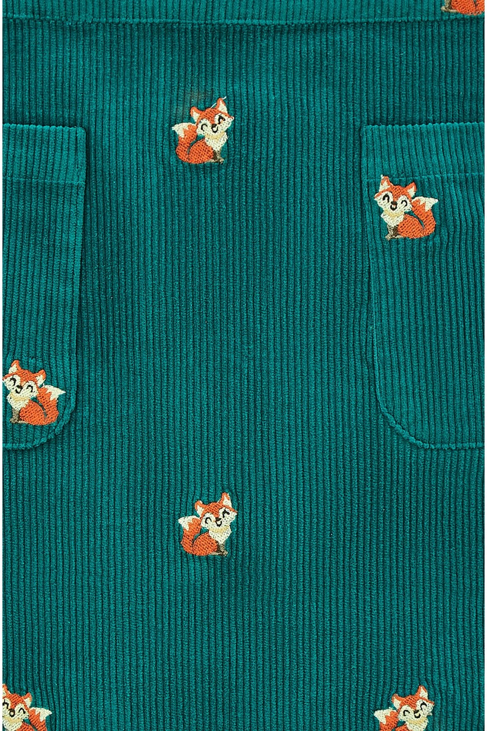 Yumi Teal Fox Embroidered Cord Mini Skirt Yumi