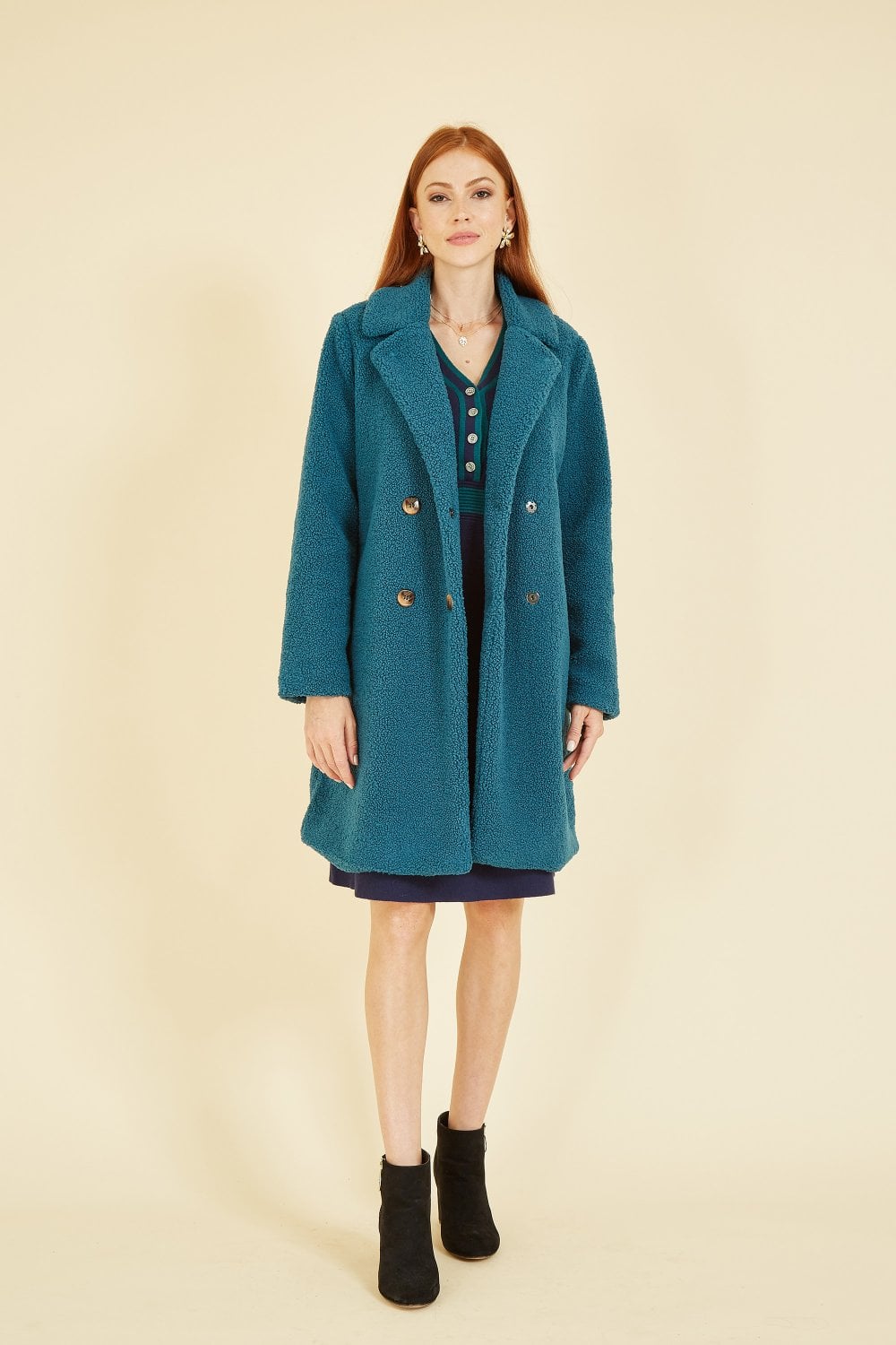 Yumi Teal Teddy Bear Coat Yumi