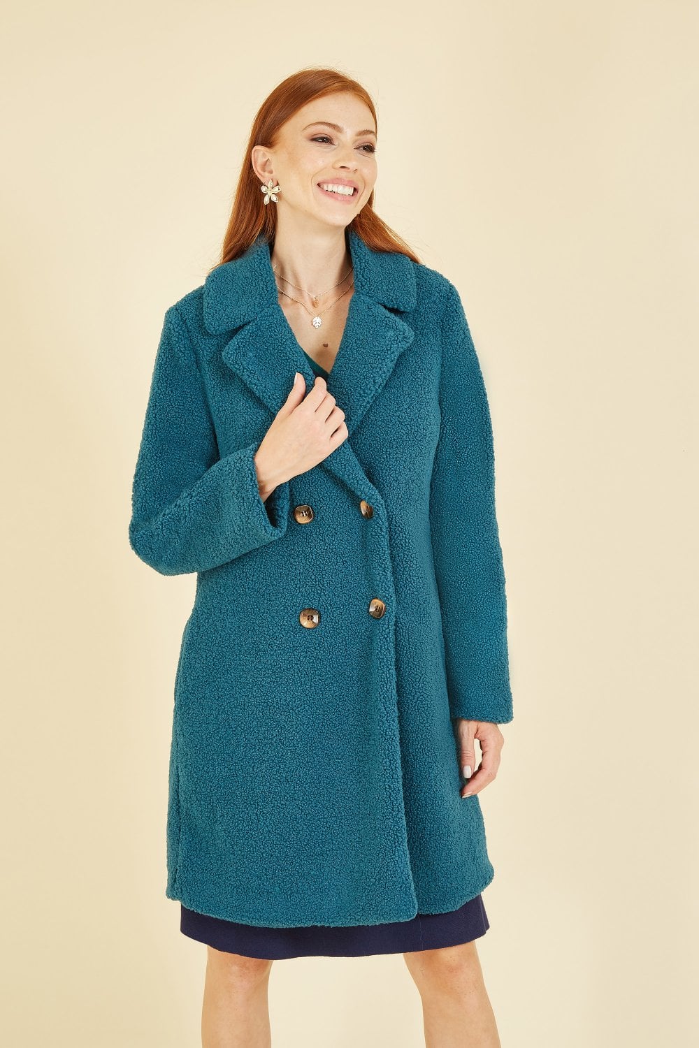 Yumi Teal Teddy Bear Coat Yumi