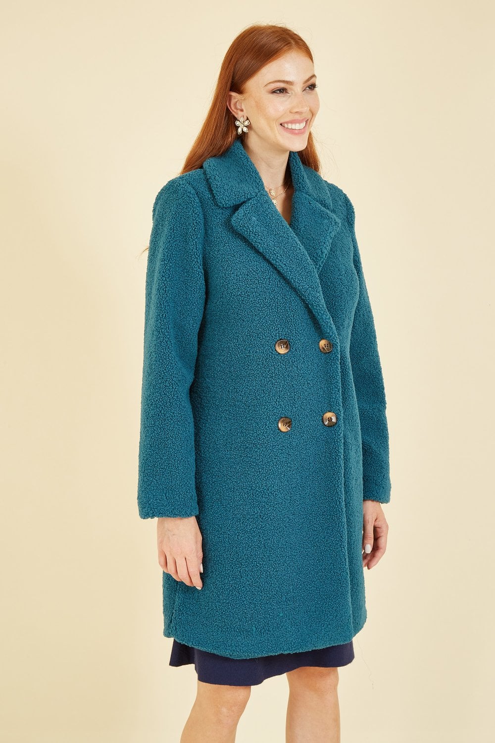 Yumi Teal Teddy Bear Coat Yumi