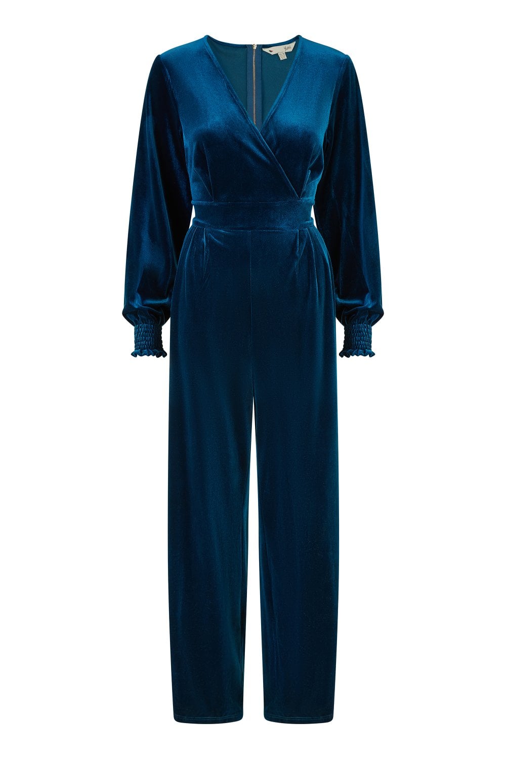 Yumi Teal Velvet Long sleeve Jumpsuit Yumi