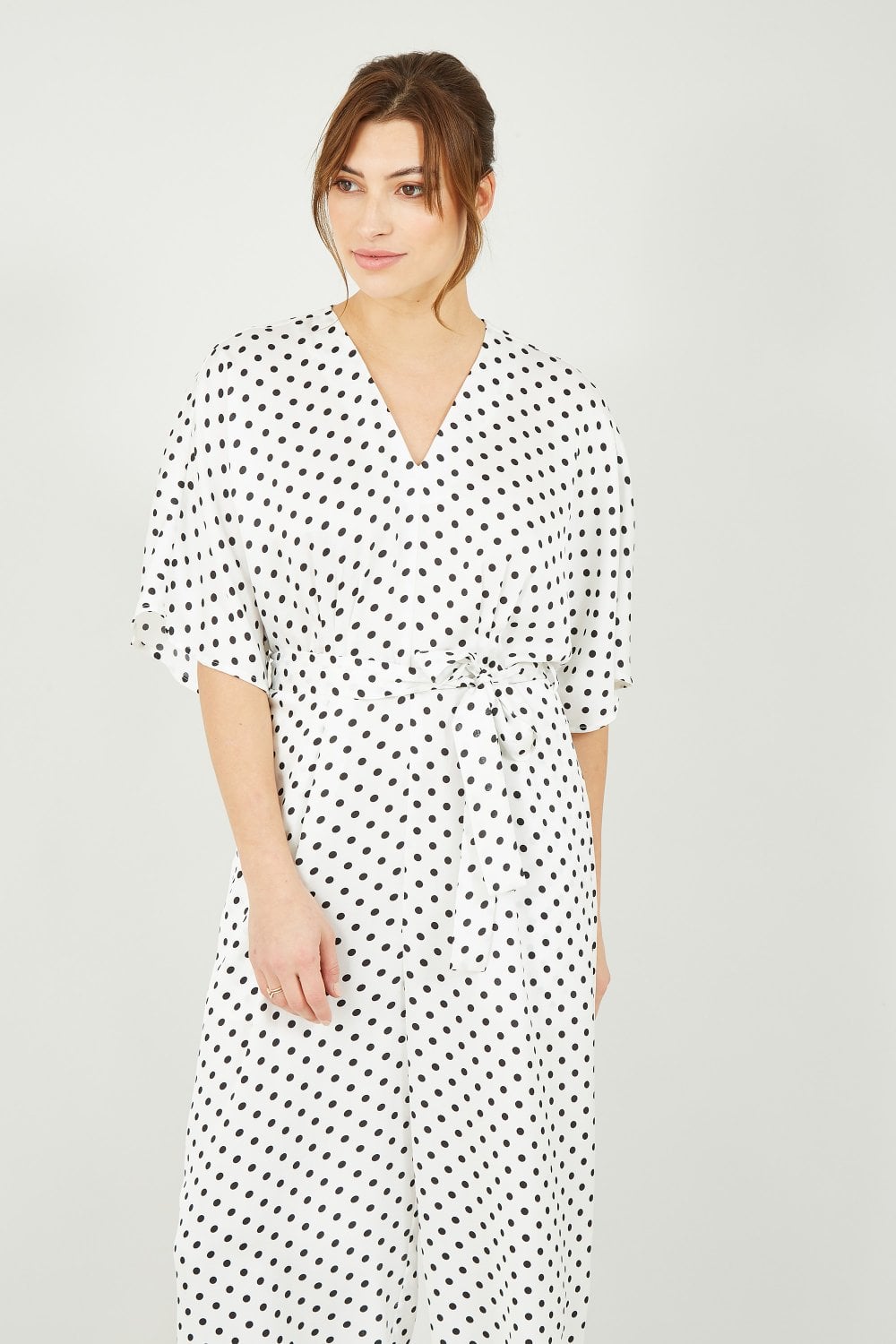 Yumi White And Black Polka Dot Jumpsuit Yumi