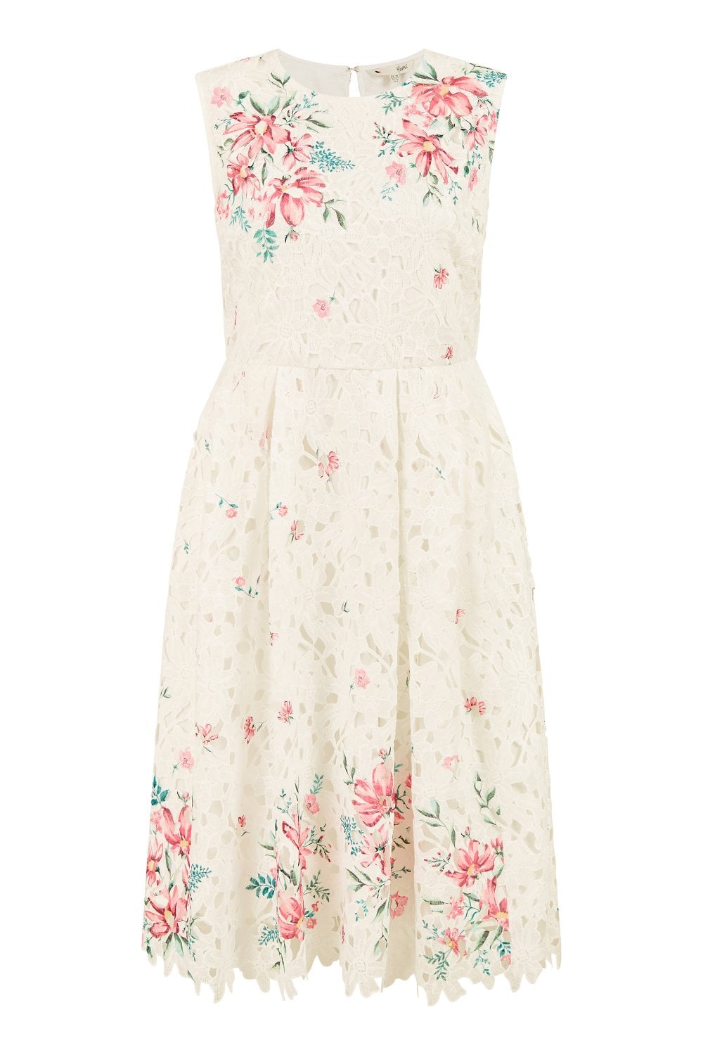 Yumi White And Pink Floral Border Lace Dress Yumi