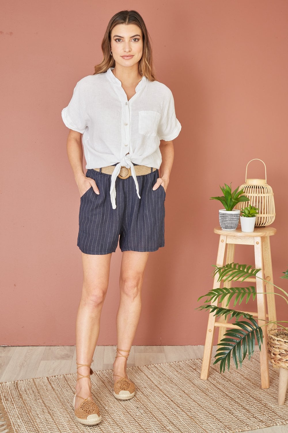 Yumi White Italian Linen Shirt Yumi