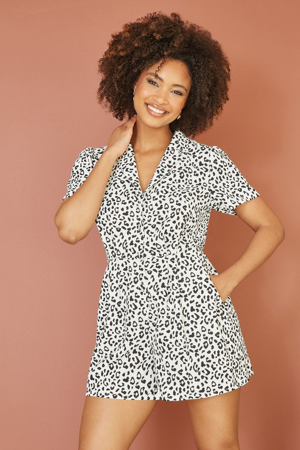 Yumi White Leopard Print Playsuit Yumi